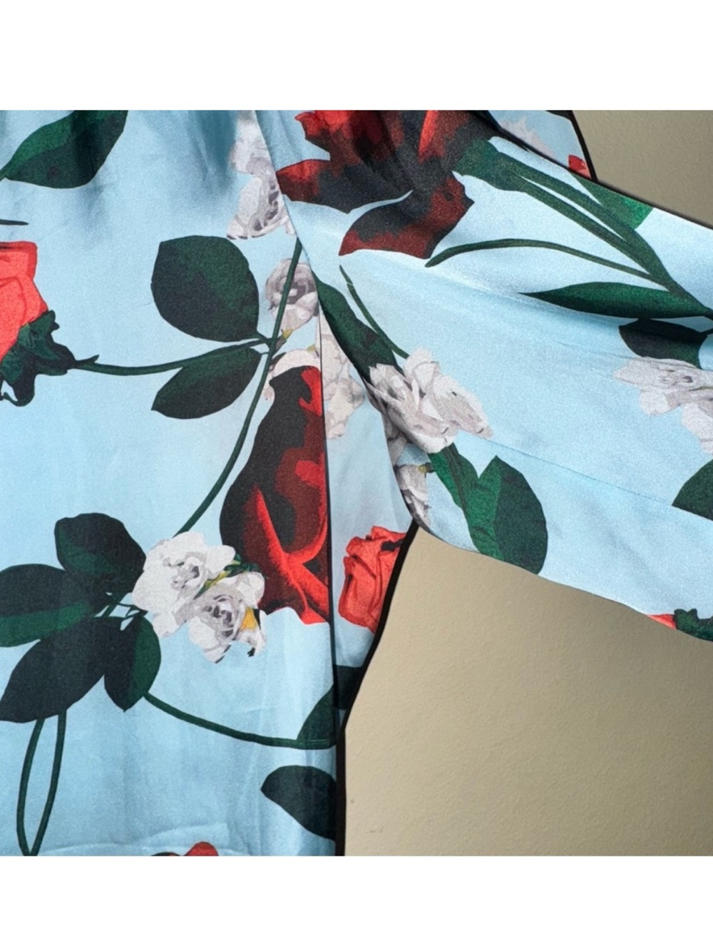 Alice + Olivia Blue Elba Floral Crop Satin Pull On Pants Size XS - Picture 7 of 12